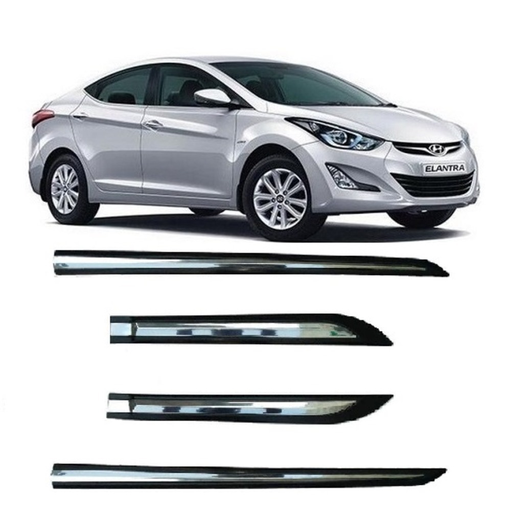 Car Door Side Beading For Elantra Fluidic - Silver & Black